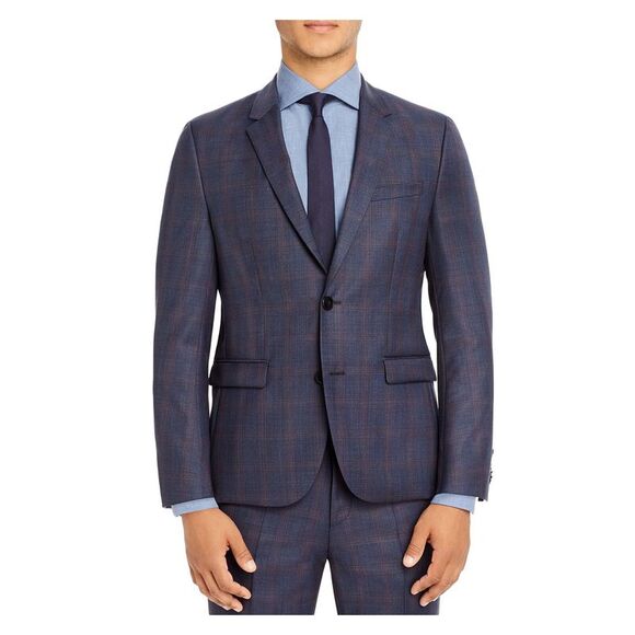 HUGO BOSS Mens Navy Flat Front, Slim Fit Suit Separate main image 0